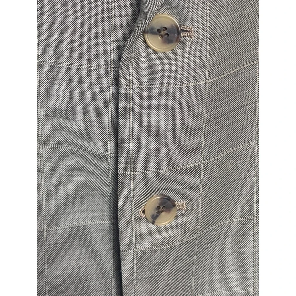 Tommy Hilfiger Mens 42S Grey Glen Plaid Worsted Wool 3-Button‎ Blazer Sport Coat